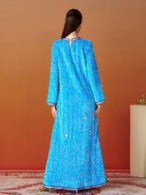 V-neck Long Sleeve Sequin Split Dress